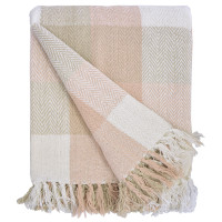 Taupe Fabstyles Herringbone Checkered Cotton Throw Blanket