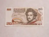 Austrian 20 Schilling Bank Note 1986
