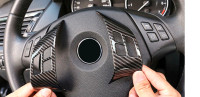 Carbon Fiber Look Steering Wheel Panel Cover Trim For BMW e90.