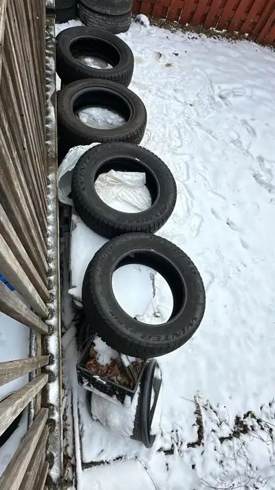 Selling a mixed set of 4 winter tires, all with solid tread left. Perfect for a spare set, backup, o...