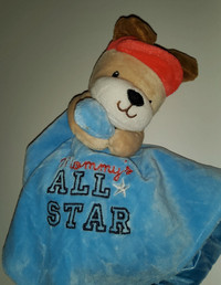 Okie Dokie Mommys All Star,Dog,Baby Rattle Blue Security Blanket