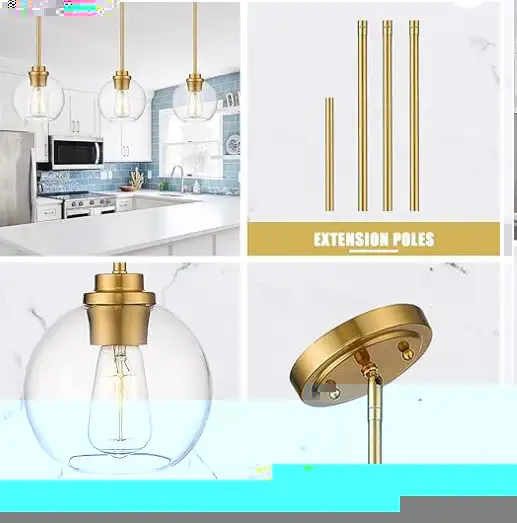 Gold Pendant Light Fixtures with Adjustable Hanging length $45 in Indoor Lighting & Fans in Brantford - Image 6