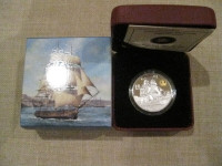Pièce de monnaie 10$ en argent fin HMS SHANNON et or 24 karat.