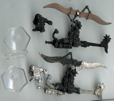 Please see images of (2) #"Dwarf Gyrocopter" by Games Workshop as shown Loose metal. Actual image(s)...