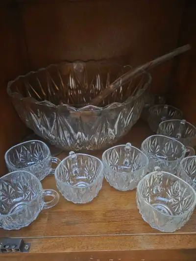 Crystal Punch Bowl,Ladder and Cups, View more