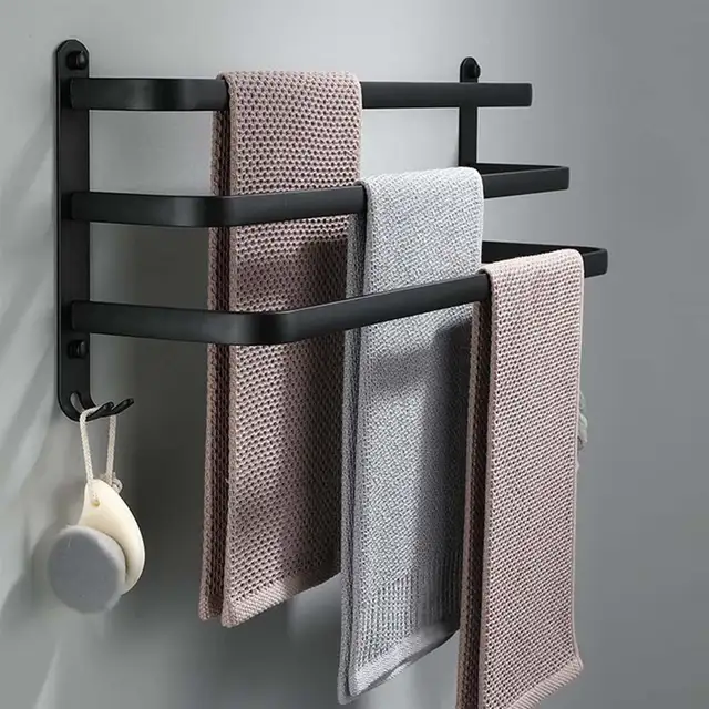 80CM Towel Rack Towel Bar Bathroom - Black in Bathwares in Markham / York Region - Image 3