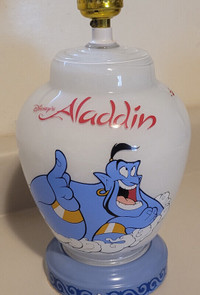 Disney Aladdin, Jasmine, Genie Milk Glass Lamp with Night Light