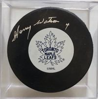Harry Watson (deceased) Toronto Maple Leafs Puck Autographed