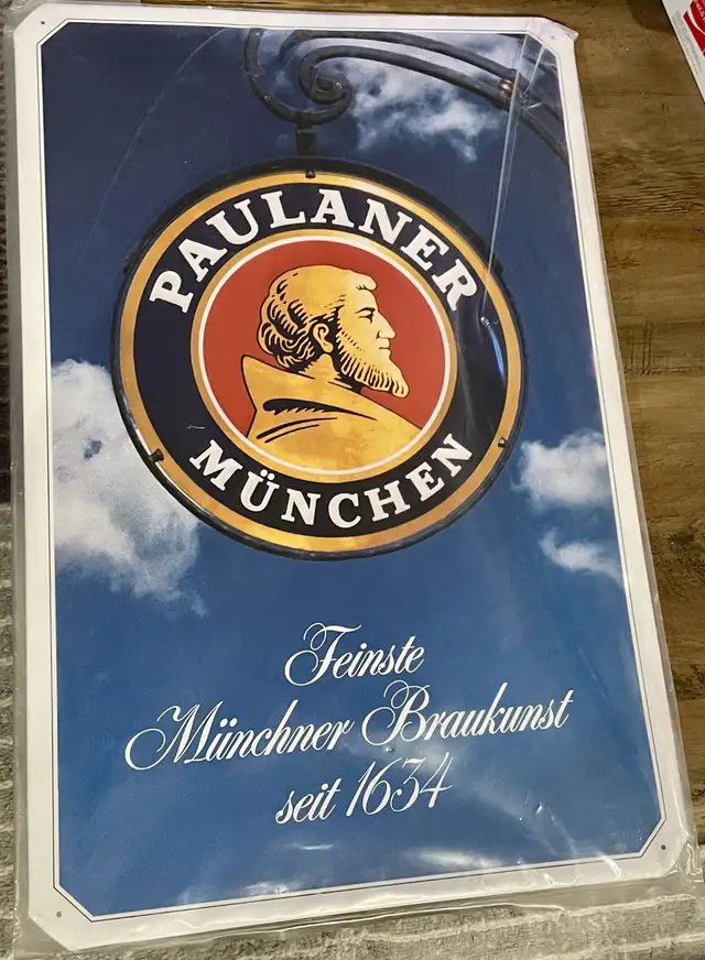 Huge vintage Paulaner Brewery tin sign-German brewery in Arts & Collectibles in Bridgewater - Image 2