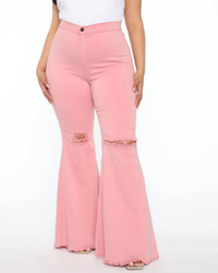 1X Pink FLARE High Waist Pants NWT
