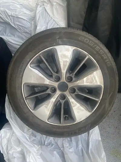 205/55 R16, 4 pneus avec jantes, saison été, utilisé une saison / 205/55 R16, 4 tires with rims, sum...