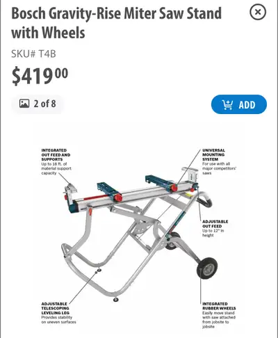 Bosch Gravity-Rise Saw Table Stand, View more