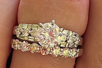 Platinum.75ct diamond engagement ring and matching band 