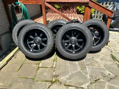 Mickey Thompson tires and Fuel rims they were off my 2019 Jeep Rubicon. Had them on my 2021 Ram 1500...