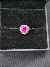 Surface Coated Heart Pink Topaz 7mm          Simulated Cz 9
