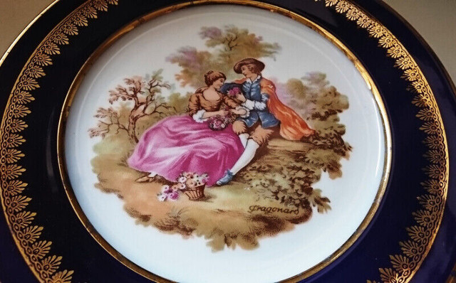 Vintage Limoges Couleuvre Veritable Cobalt France Plate in Arts & Collectibles in Oshawa / Durham Region - Image 3