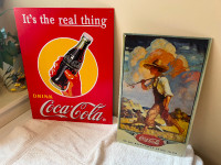 x2 Coke Vintage type tin signs