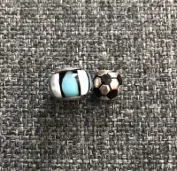 Pandora Bracelet Charms - soccer ball and colored glass