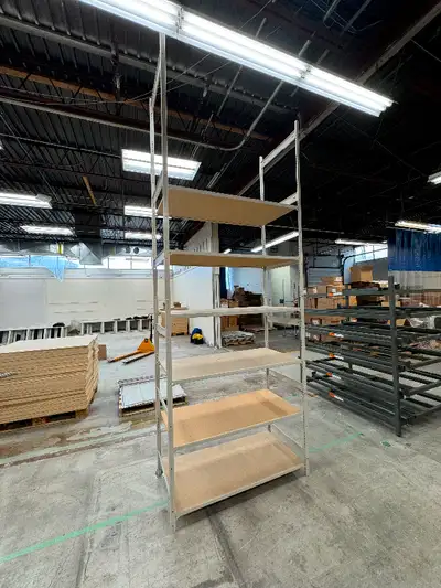 Used ezrect warehouse shelf units. Great for use in warehouse, retail stores, locker units, garage,...
