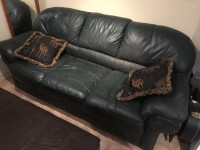Real Leather Couch + Love Seat