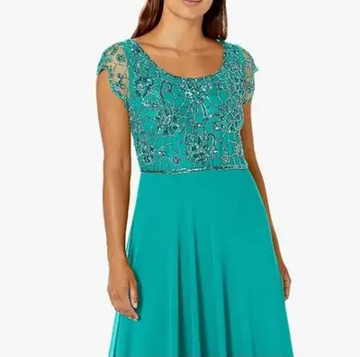 J Kara Womens Petite Long Dress with Flutter Sleeve Sz 8P, View more