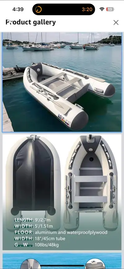 Brand new inflatable boat, never seen water. We purchased last summer and realized this 4 person boa...