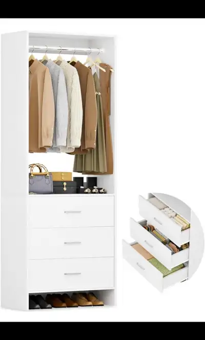 2FT Closet System with 3 Drawers, 24’’ Closet Organizer, Wood Cl, View more
