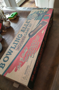 Complete Bowling Alley, Wooden, Table-Top Size, Brand-New In Box