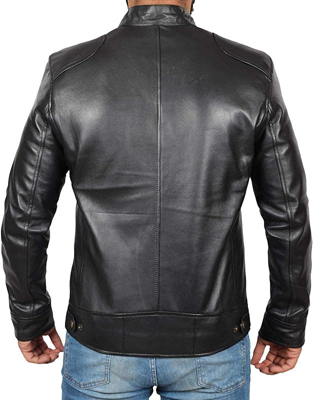 Cafe Racer Style Leather Jacket - Real Lambskin Jackets for Mens in Men's in City of Toronto - Image 3