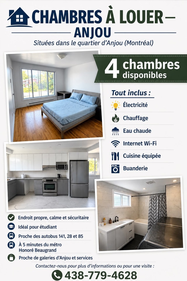 Location de chambres - Anjou (pour filles) — photo 1