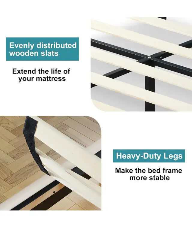 Queen Bed Frames with Upholstered Headboard,Linen Fabric Wrap,St in Beds & Mattresses in Hamilton - Image 7