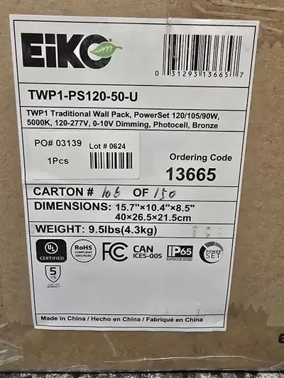 1 - Eiko 120 watt 5000K LED wall pack, View more