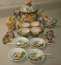 Vintage 1998 Ceramic “Rabbit Garden Party” Spring Time Tea Set