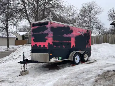 If you see the ad it’s available It belonged to a business so I spray painted the logos and ads out,...