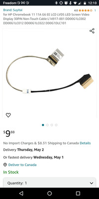 WANTED: Help with ordering Chromebook cable from Amazon.com