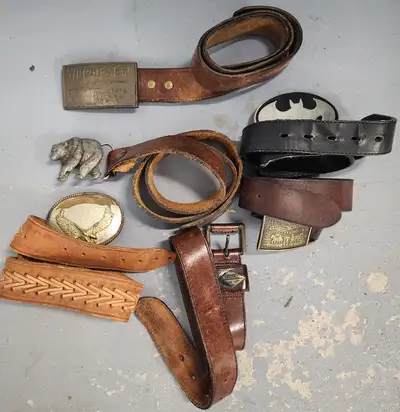 Vintage leather belts with buckles, View more