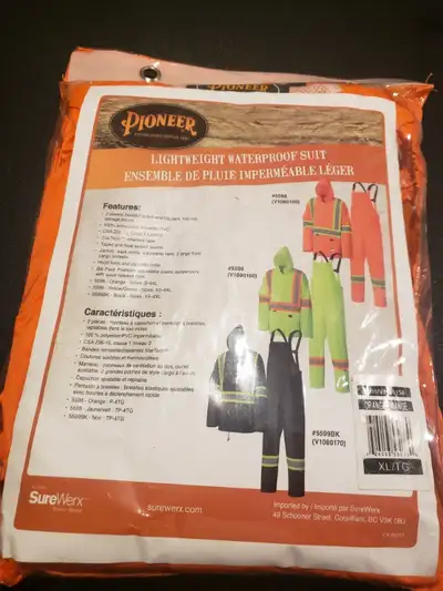 Light weight waterproof suit, hi vis. Adult XL, View more