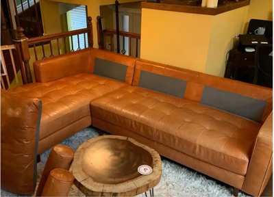 Structube Kinsey 100% leather sectional sofa, View more