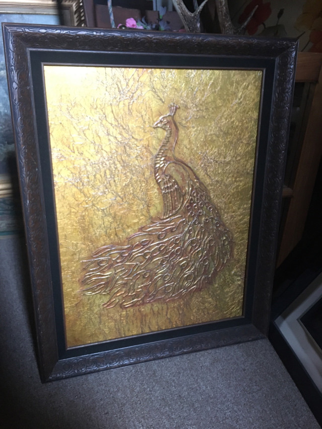 Gold metallic etching peacock in Arts & Collectibles in Ottawa