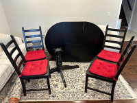 Dining table + 4 chairs + free queen bed set