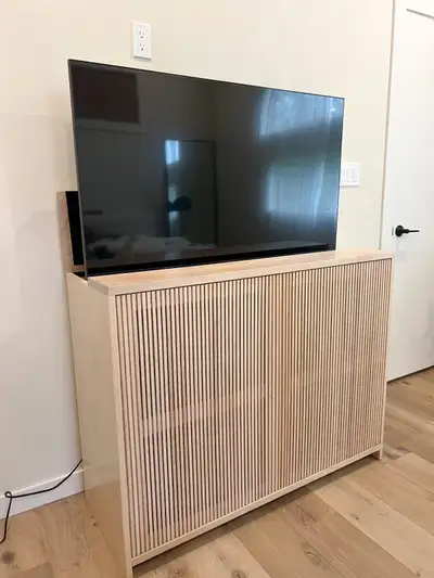 Motorized TV Lift Cabinet *tv included, white oak*, View more