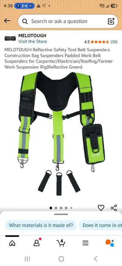 Hi Vis Tool Belt Suspenders, View more