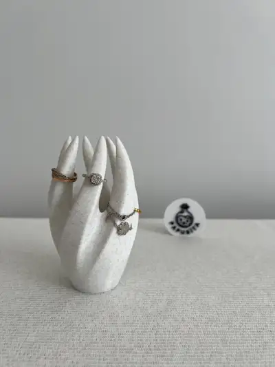 Handmade 3D printed jewelry holder with a modern sculptural design. Perfect for rings, bracelets, ne...