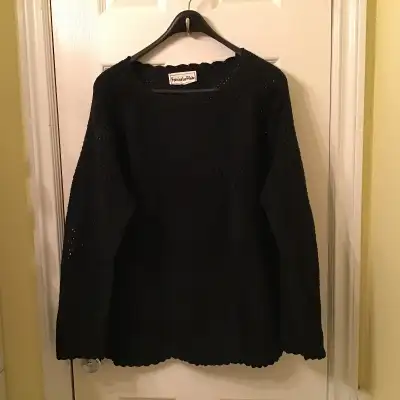 New - Woman’s Pullover Sweater in black 100% cotton, made in India. Label “Femine La Flare”. Receive...