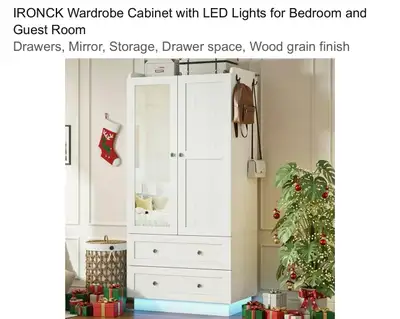 Brand New: Beautiful White Wardrobe with LED lighting, View more