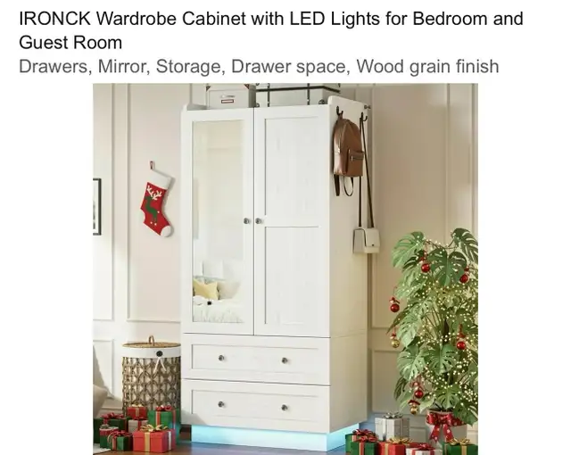 Brand New: Beautiful White Wardrobe with LED lighting in Dressers & Wardrobes in City of Toronto - Image 2