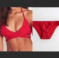 Hollister Wrap triangle bikini top and red bottom