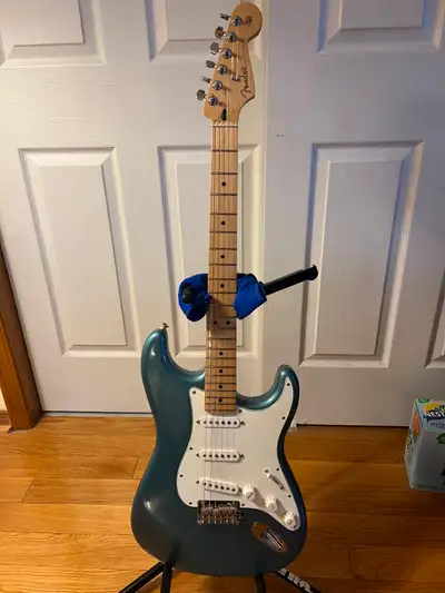2022 made Fender Player Strat, in excellent condition, hardly played. Tidepool colour and maple fret...