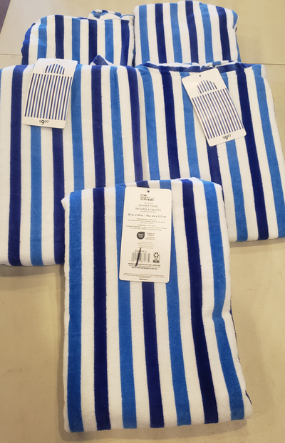 Kids Hooded Towels Blue White Striped 30x50 - New, View more