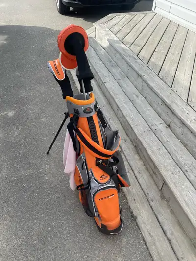 Right handed Junior cobra set great for the younger golfers. Driver, 3 wood, hybrid, and putter. Bag...